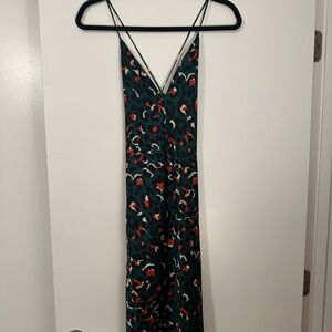 Super down midi green and red XS dress